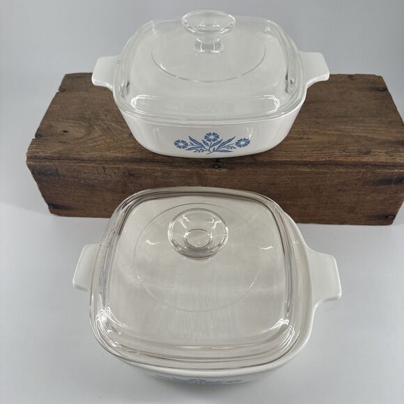 Corning Ware Blue Cornflower C-15 & C-24 Casserole Dishes 1 Quart 1959 RARE VTG - Picture 3 of 16